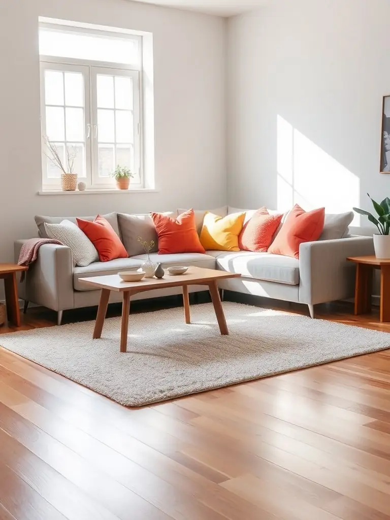 A cozy living room featuring rustic wooden furniture, warm colors, and natural textures, creating a comfortable and inviting atmosphere.